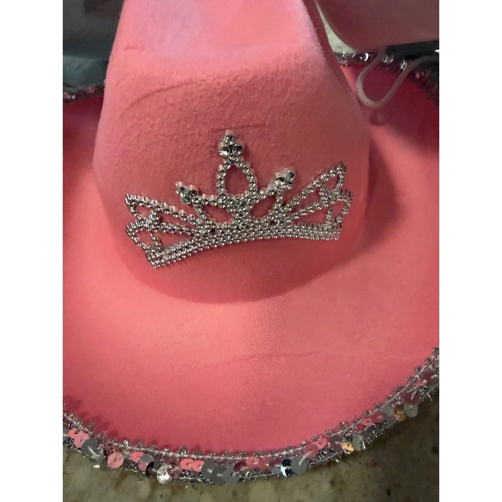 Funny Party Hats 5 Pack Assorted Cowgirl Cowboy Hats Pink Tiara Sheriff Star New